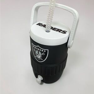 NFL Raiders Black and White Beverage Cooler Jug with Straw